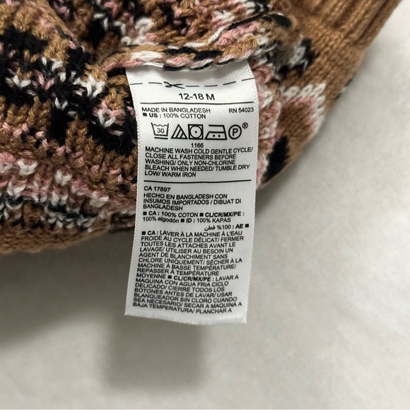 4/$20 Camel Fair Isle Knit Sweater 12-18m - Picture 5 of 5